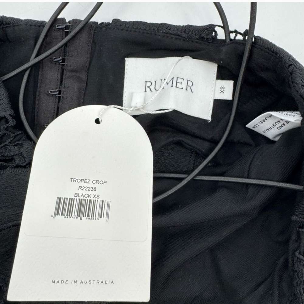 Rumer the Label Tropez Black Crop Top Camisole with Asymmetrical Lace Trim - Picture 5 of 8